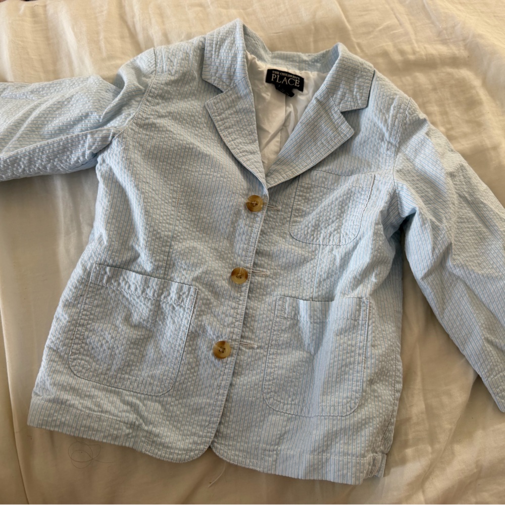 Light Blue Textured Blazer seersucker